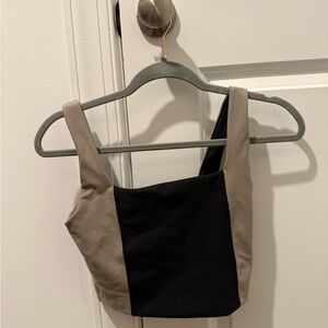 Abercrombie Colorblock Sports Bra - Black and Tan